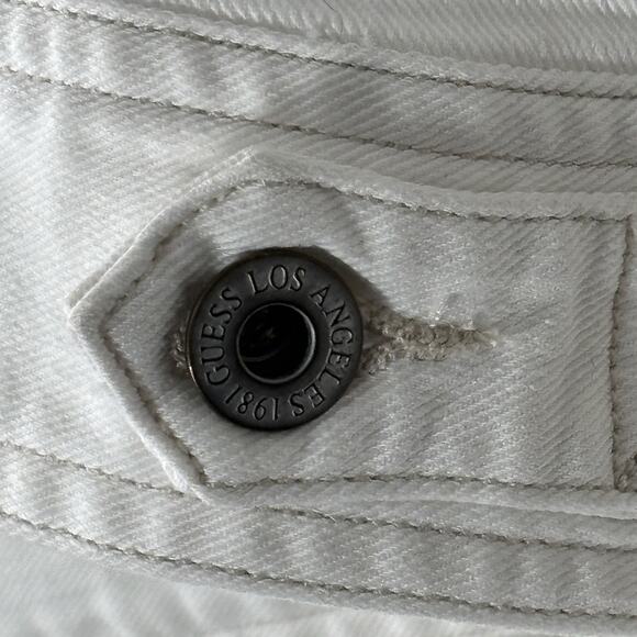 GUESS Los Angeles 1981 White Denim Jacket Women’s XL Stretch Cotton - Picture 4 of 11